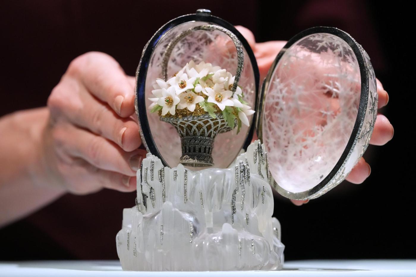 A crystal Fabergé egg crafted for Russian royalty is expected to sell for more than $26 million