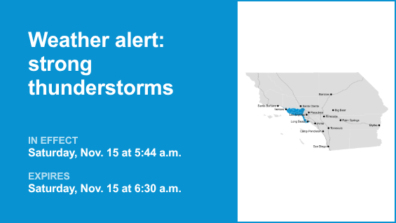 Brace for strong thunderstorms in Los Angeles County Saturday morning — gusts up to 50 mph