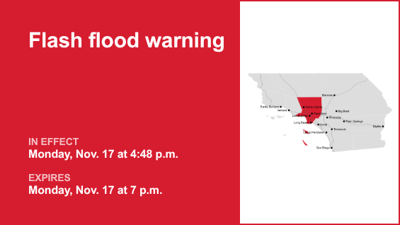 Flash flood warning active for Los Angeles County Monday evening caused ...