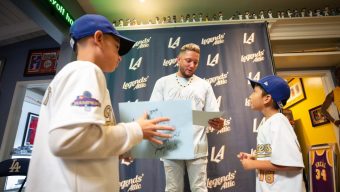 Dodgers’ Miguel Rojas signs autographs in Claremont appearance