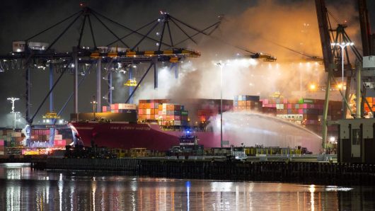 Progress made in fighting electrical fire on container ship in San Pedro