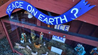 Church Nativity scenes add zip ties, gas masks and ICE to protest immigration raids