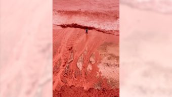 Rain creates a crimson spectacle on Iran’s Hormuz Island for the first time this year
