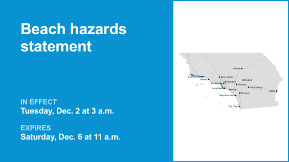 Beach hazards statement issued for Los Angeles County beaches from Tuesday to Saturday