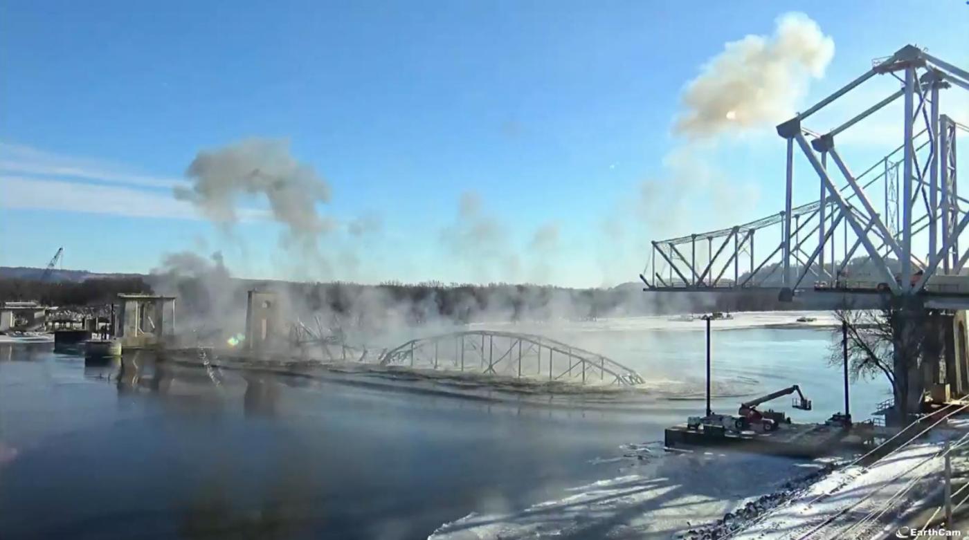 Implosion takes down a nearly century-old Mississippi River bridge