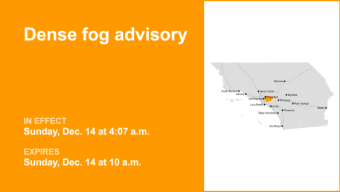 Dense fog advisory in place for San Gabriel Valley until Sunday morning – visibility limited to 1/4 mile