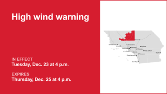 High wind warning in place for 5 Freeway through Grapevine from Tuesday to Thursday