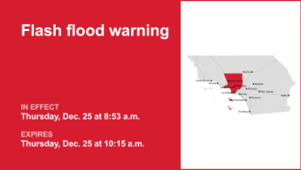 Los Angeles County under a flash flood warning Thursday morning triggered by thunderstorms