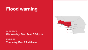 Update: Los Angeles County under a flood warning until Thursday morning due to substantial rain