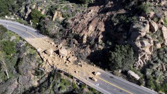 A rockslide closes part of Santa Susana Road in Chatsworth