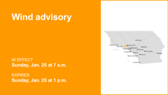Wind advisory for Santa Susana Mountains for Sunday – gusts as high as 45 mph